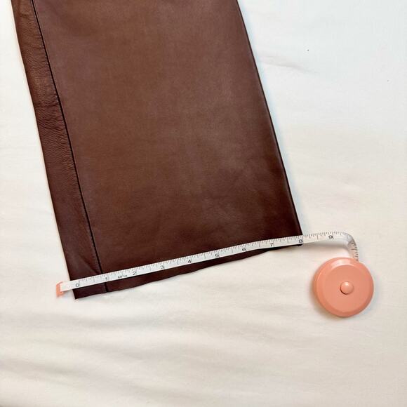 For Joseph Women’s Brown Leather Pants Size 28 High Rise Straight Leg Vtg - Picture 7 of 16